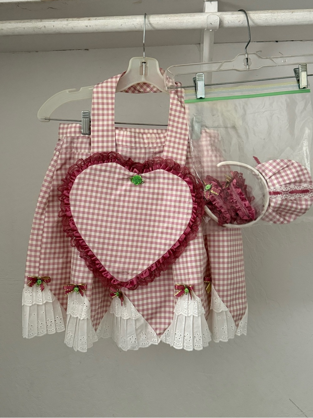 Vintage Reproduction Checked Taffeta Sweet Dance Costume with Accessories